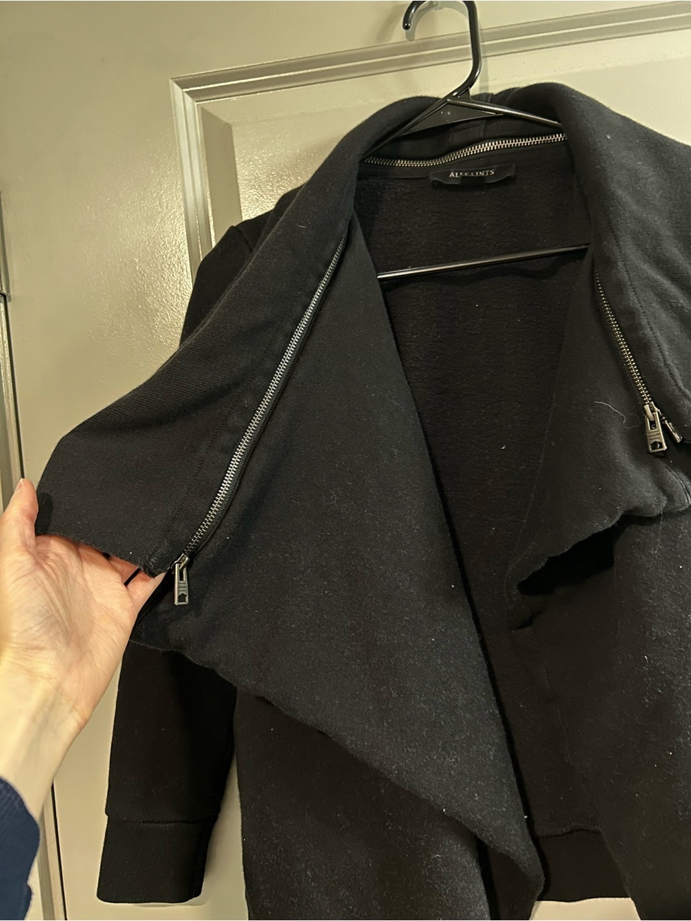 AllSaints Black Zip-Trim Hoodie Cardigan - Picture 5 of 10